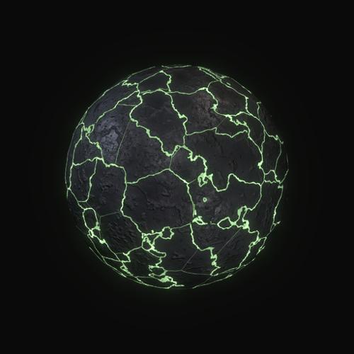 Procedural cracked glowing stone material preview image